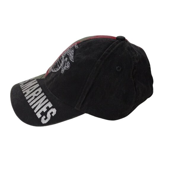 Eagle Crest U.S. Marines Embroidered Cap Adjustable Strap Red and Black FLAW - Picture 2 of 8
